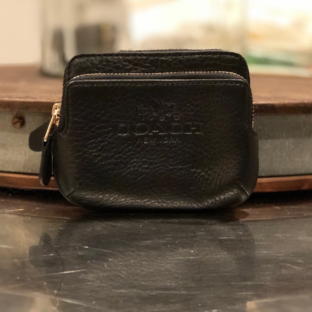 Coach black leather wallet - never used!